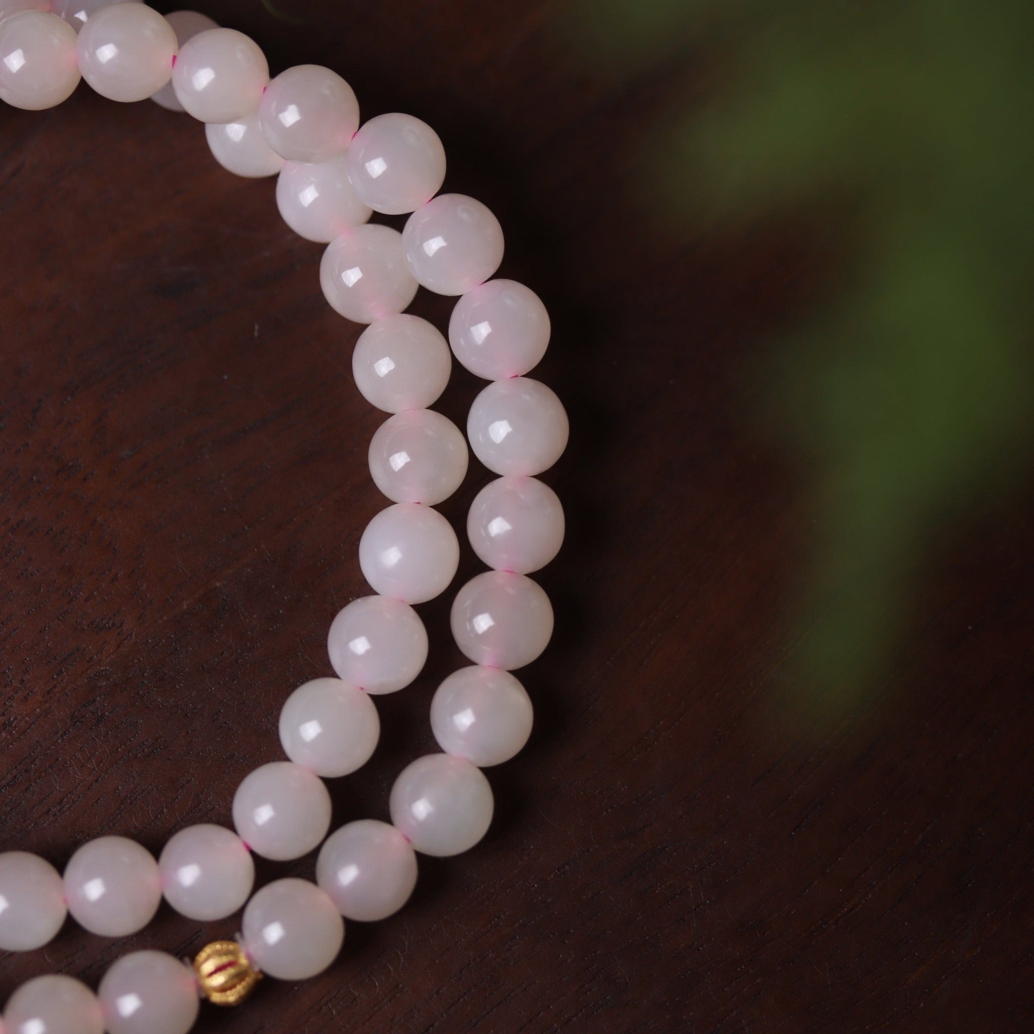 Lotus Root Starch Colored Hetian Jade Mala Bead - Mala Bead - Feather Peace