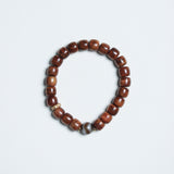 New Rosewood Barrel Bead Bracelet with Agate Dzi - Bracelet - Feather Peace