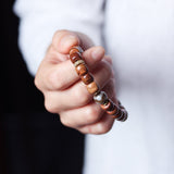 New Rosewood Barrel Bead Bracelet with Agate Dzi - Bracelet - Feather Peace