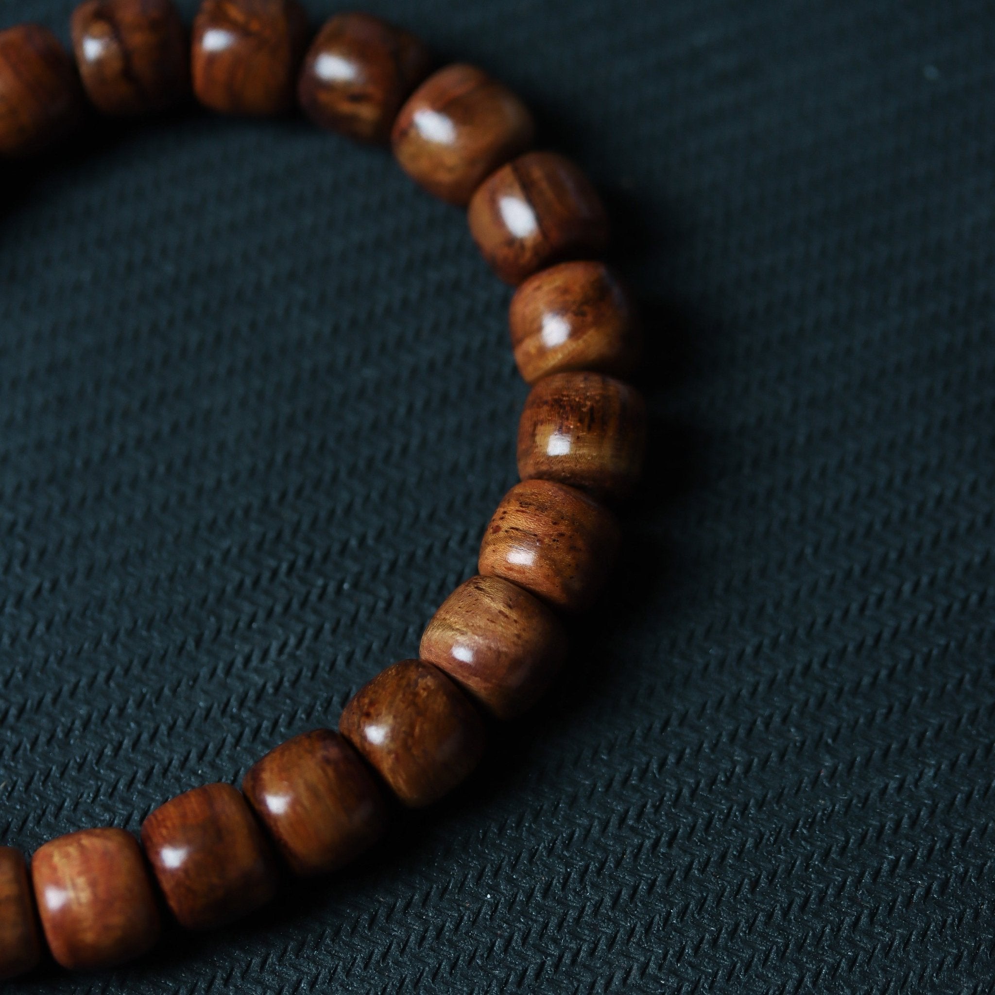 New Rosewood Barrel Bead Bracelet with Agate Dzi - Bracelet - Feather Peace