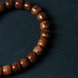 New Rosewood Barrel Bead Bracelet with Agate Dzi - Bracelet - Feather Peace