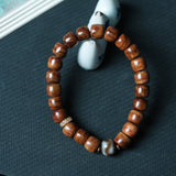 New Rosewood Barrel Bead Bracelet with Agate Dzi - Bracelet - Feather Peace