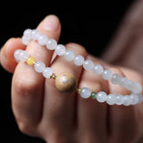 Pale Pink Jade and Silver Deer Sandalwood Mala - Mala Bead - Feather Peace