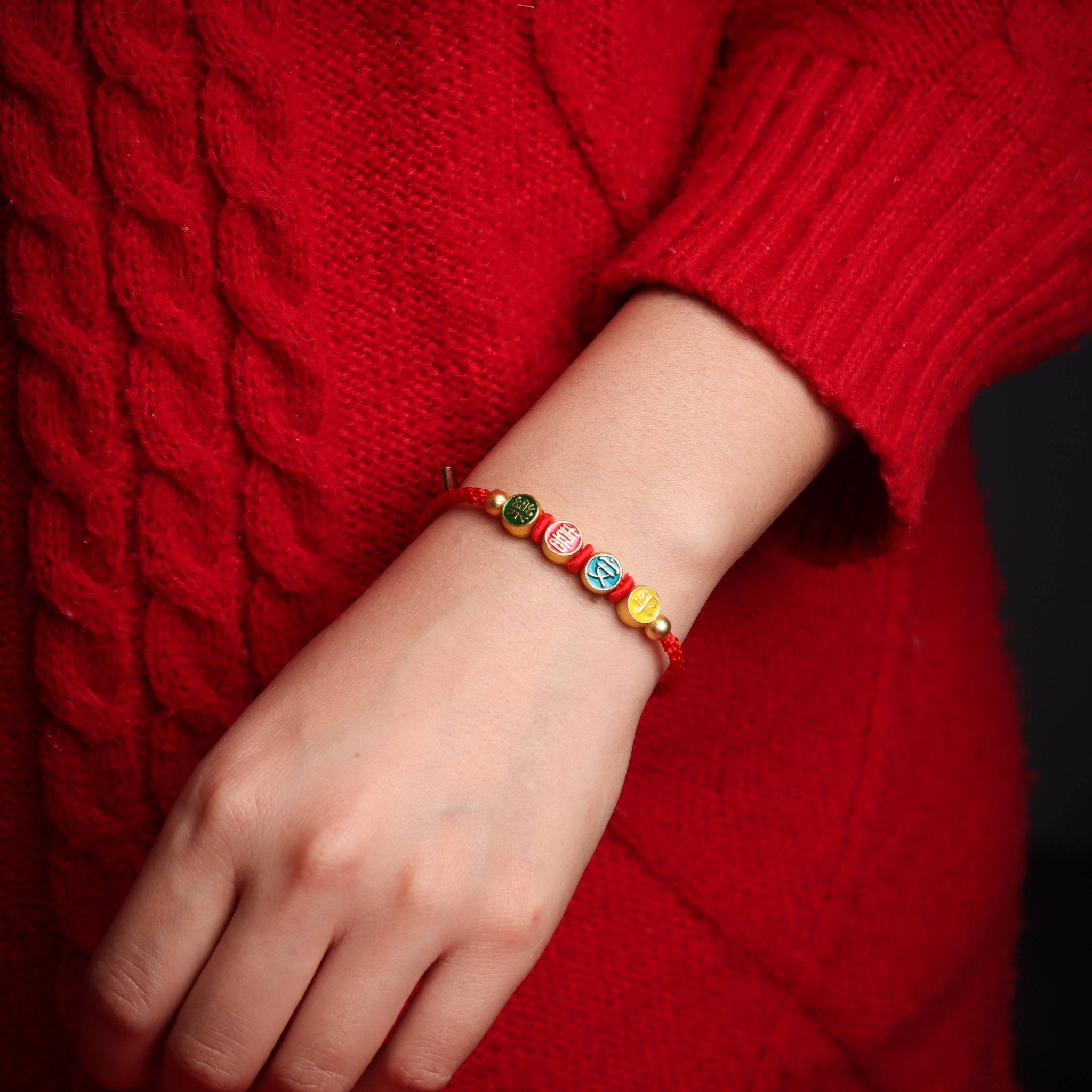 Peace & Joy Charm Red String Bracelet - Bracelet - Feather Peace