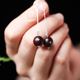 Petrified Wood Dangle Earrings with Silver Crane Inlay - Earrings - Feather Peace