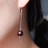 Petrified Wood Dangle Earrings with Silver Crane Inlay - Earrings - Feather Peace