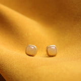 Qiemo Jade Cube Stud Earrings - Earrings - Feather Peace