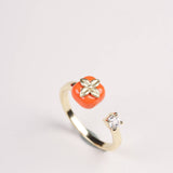 Red Agate Persimmon Open Ring - Ring - Feather Peace