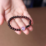 Red Sandalwood and Amethyst Bead Bracelet - Bracelet - Feather Peace