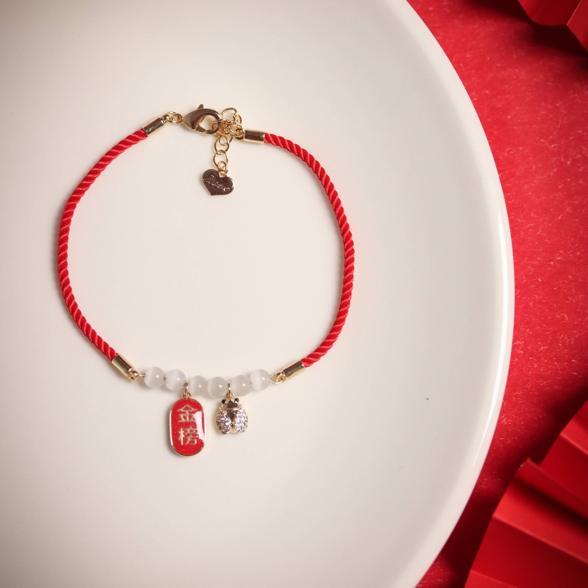 Red String Rose Quartz Bracelet - Bracelet - Feather Peace