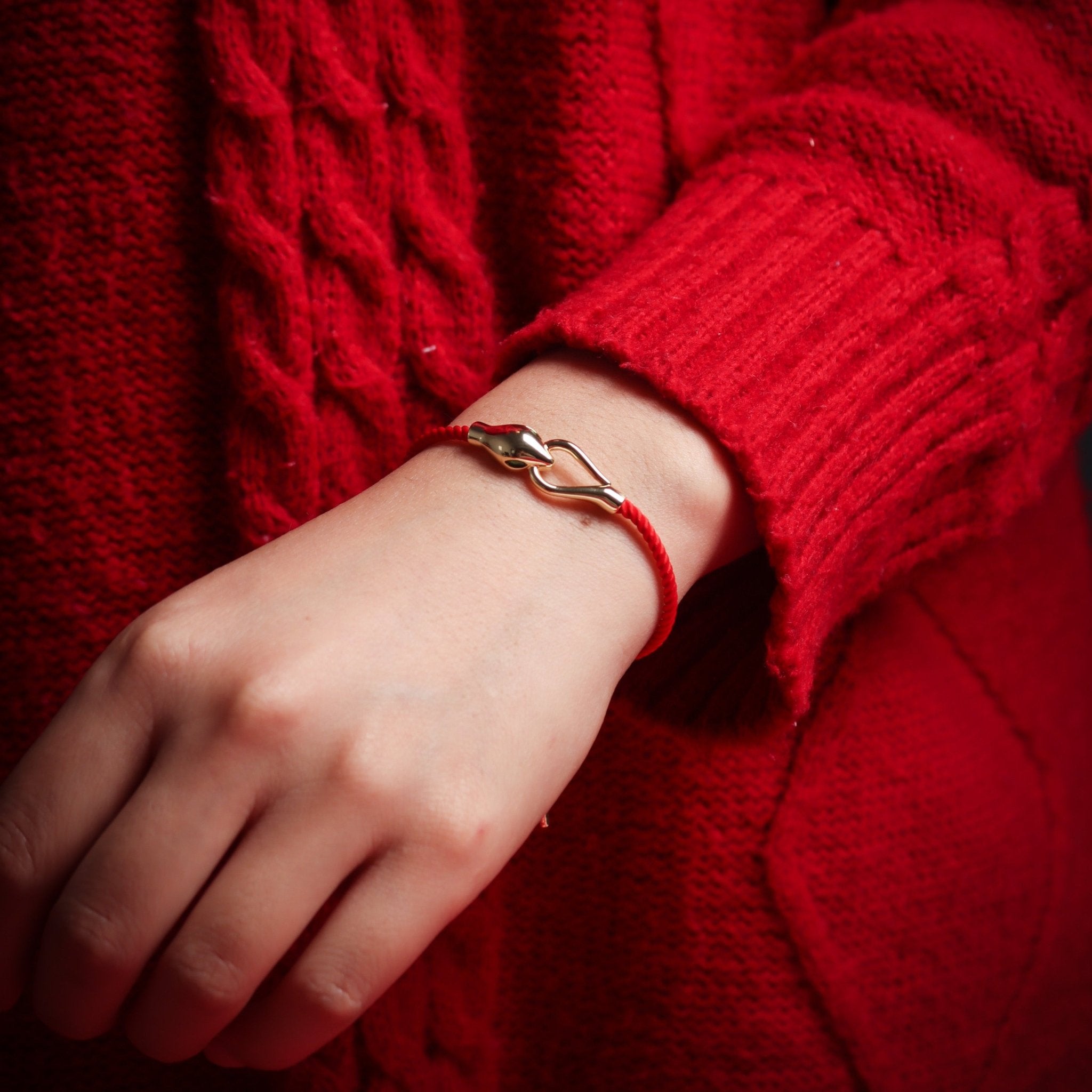 Red String Snake Head Bracelet - Bracelet - Feather Peace