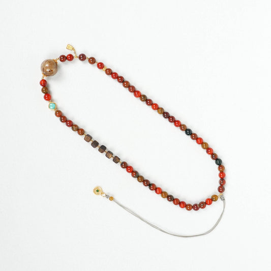 Root Amber and Southern Agate Beaded Necklace - Necklace - Feather Peace