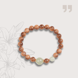 Sandalwood and Hetian Jade Bracelet with Silver Gilt Spacers - Bracelet - Feather Peace