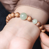 Sandalwood and Hetian Jade Bracelet with Silver Gilt Spacers - Bracelet - Feather Peace