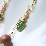 Sandalwood and Jadeite Dangle Earrings in Gold - Plated Silver - Earrings - Feather Peace