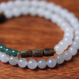 Smoky Hetian Jade and Jadeite Mala - Mala Bead - Feather Peace
