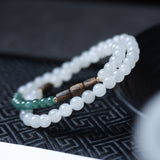 Smoky Hetian Jade and Jadeite Mala - Mala Bead - Feather Peace