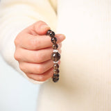 Smoky Quartz Bracelet with Center Bead and Silver Accents - Bracelet - Feather Peace