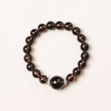 Smoky Quartz Bracelet with Center Bead and Silver Accents - Bracelet - Feather Peace