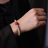 South Red Agate Pendant with Hetian Jade Bracelet - Bracelet - Feather Peace