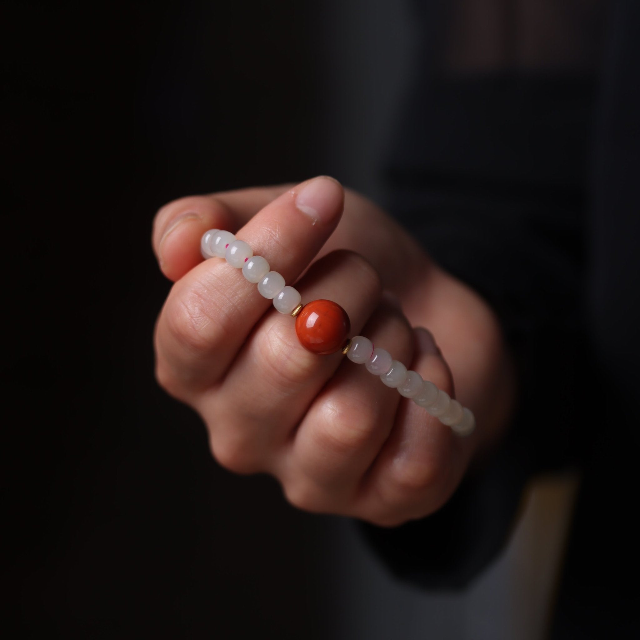 South Red Agate Pendant with Hetian Jade Bracelet - Bracelet - Feather Peace