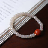 South Red Agate Pendant with Hetian Jade Bracelet - Bracelet - Feather Peace