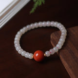 South Red Agate Pendant with Hetian Jade Bracelet - Bracelet - Feather Peace