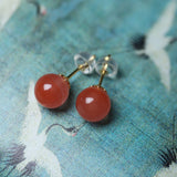 South Red Agate Prayer Beads - Earrings - Feather Peace
