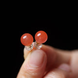 South Red Agate Prayer Beads - Earrings - Feather Peace