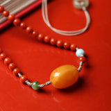 Southern Red Agate and Baltic Amber Necklace - Necklace - Feather Peace