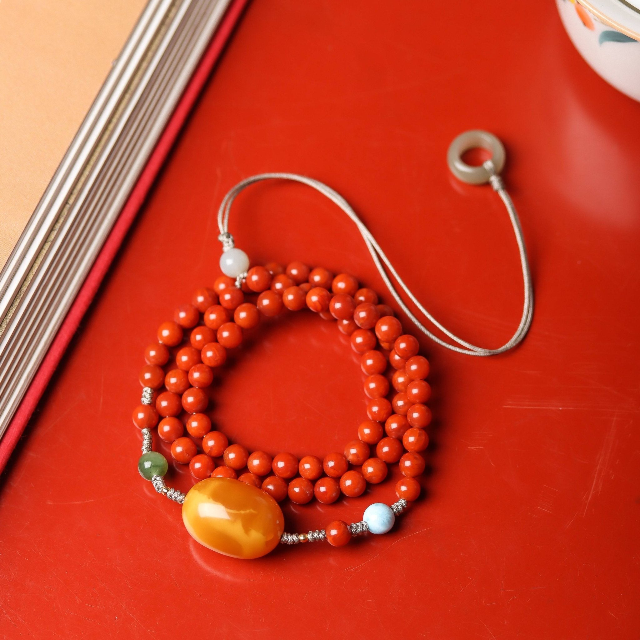 Southern Red Agate and Baltic Amber Necklace - Necklace - Feather Peace