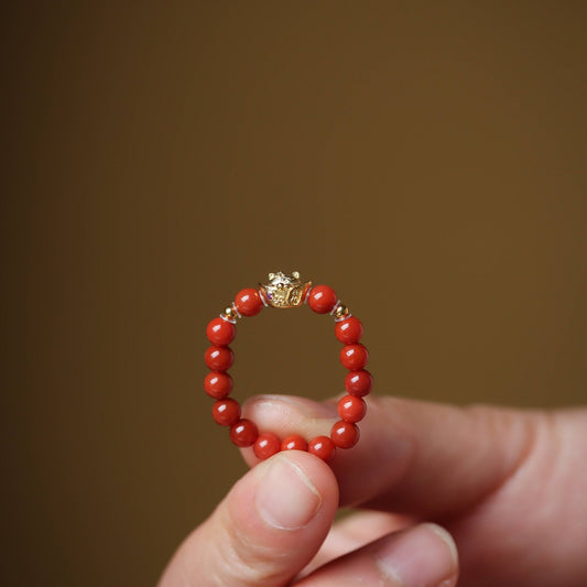 Southern Red Agate Beaded Ring - Ring - Feather Peace