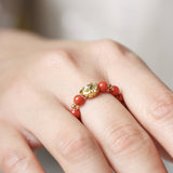 Southern Red Agate Beaded Ring - Ring - Feather Peace