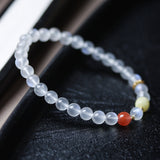 White Jadeite and Amber Bracelet - Bracelet - Feather Peace