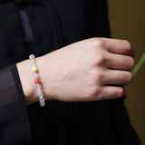 White Jadeite and Amber Bracelet - Bracelet - Feather Peace