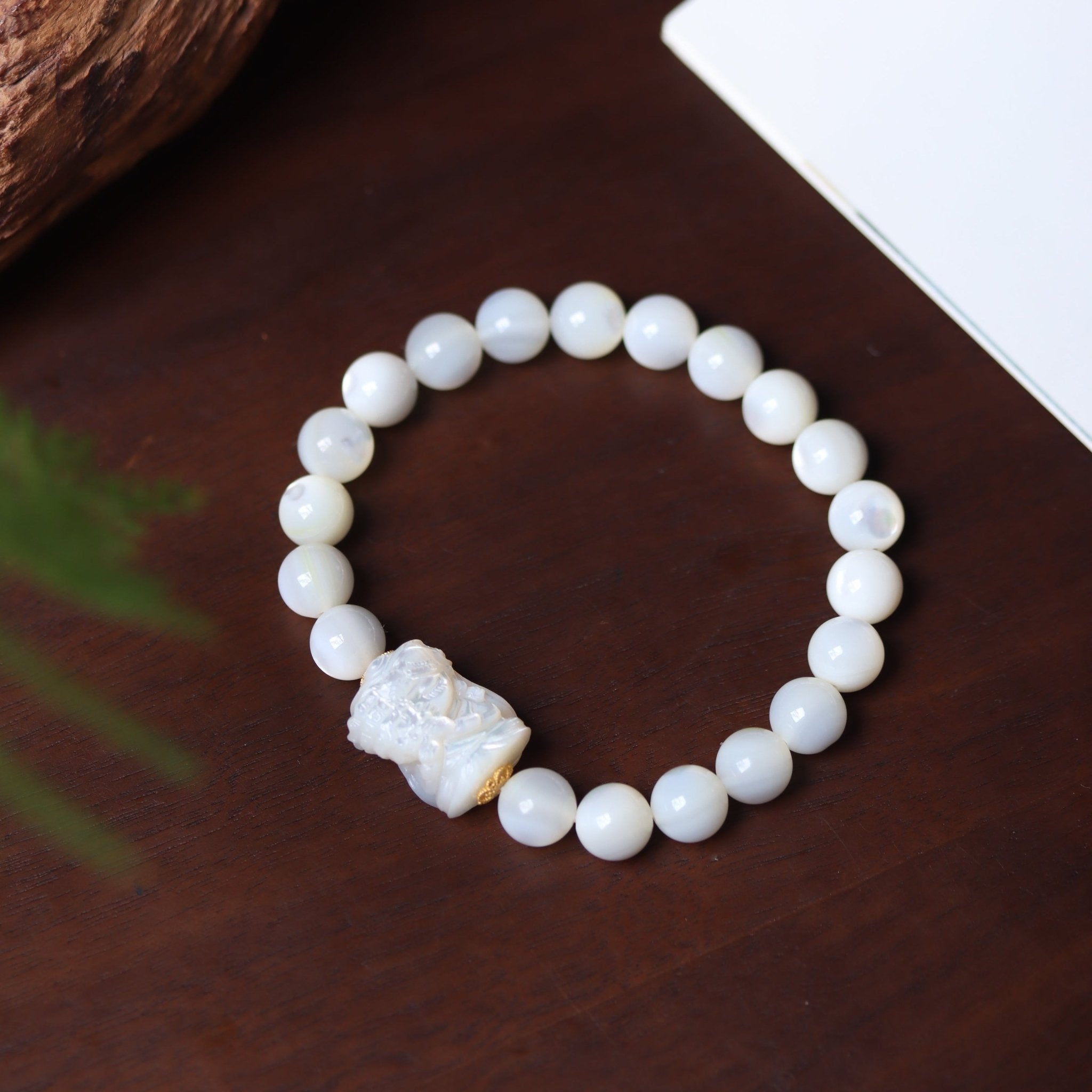 White Mother of Pearl Shell Bead Bracelet - Bracelet - Feather Peace