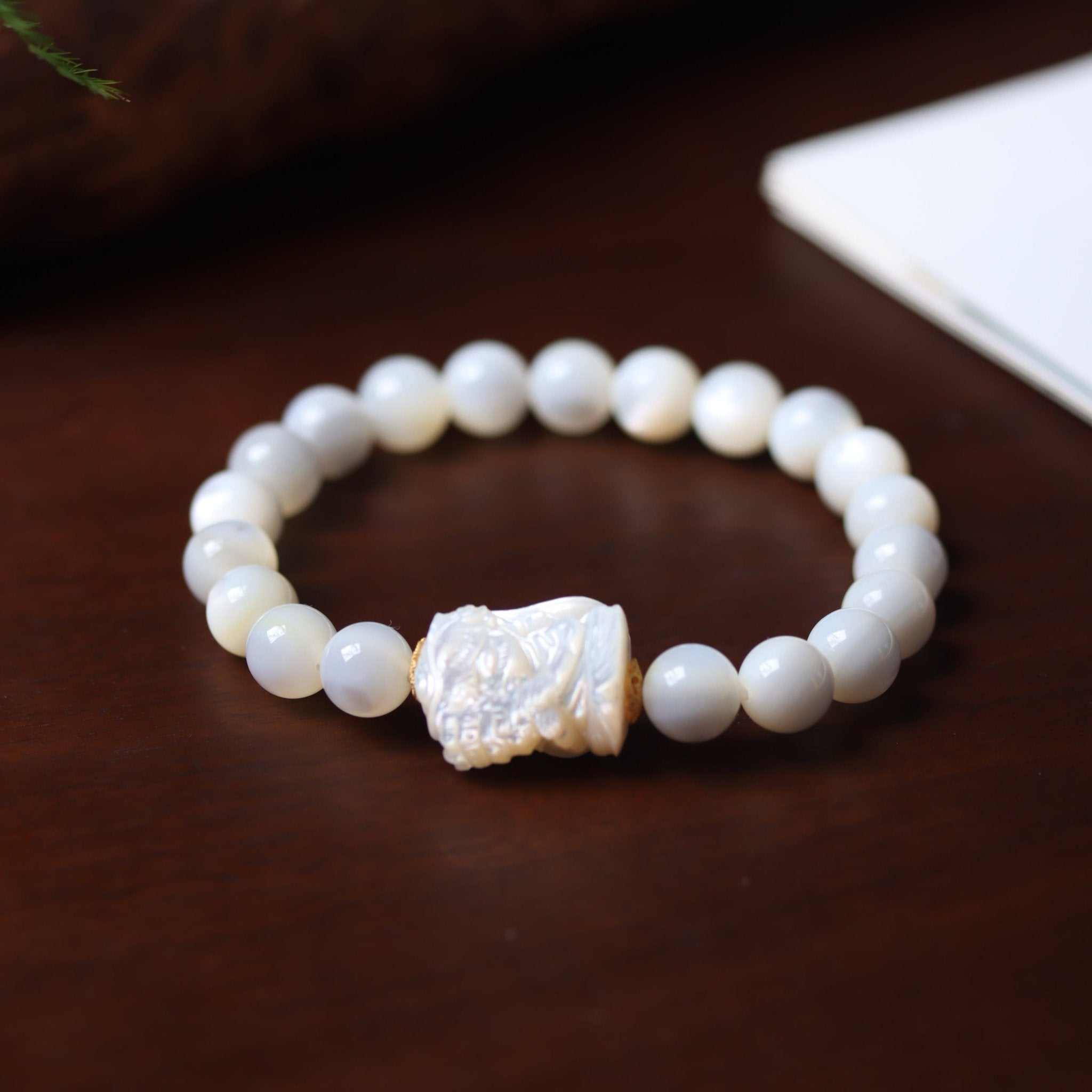 White Mother of Pearl Shell Bead Bracelet - Bracelet - Feather Peace