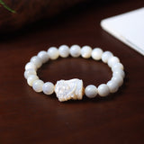 White Mother of Pearl Shell Bead Bracelet - Bracelet - Feather Peace