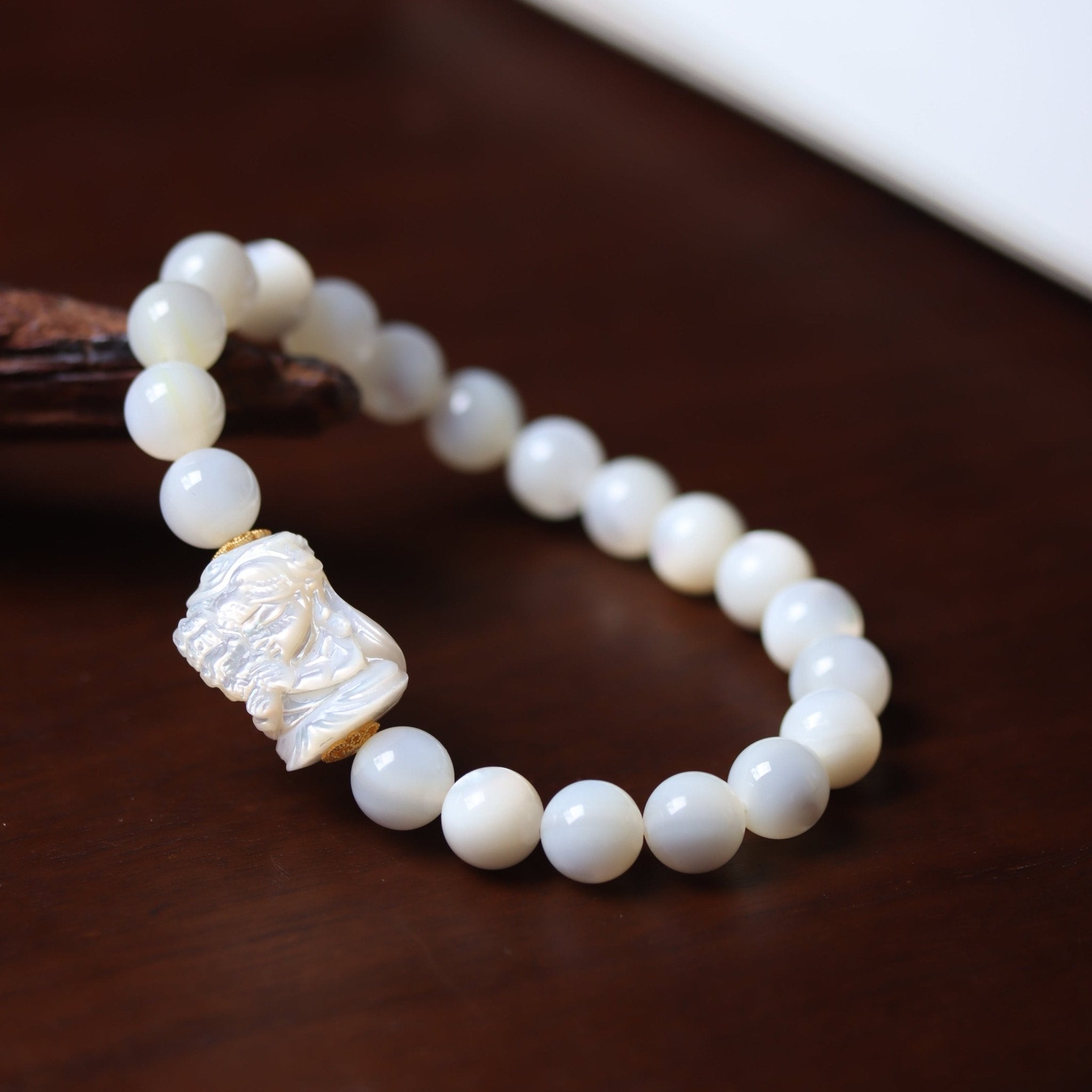 White Mother of Pearl Shell Bead Bracelet - Bracelet - Feather Peace
