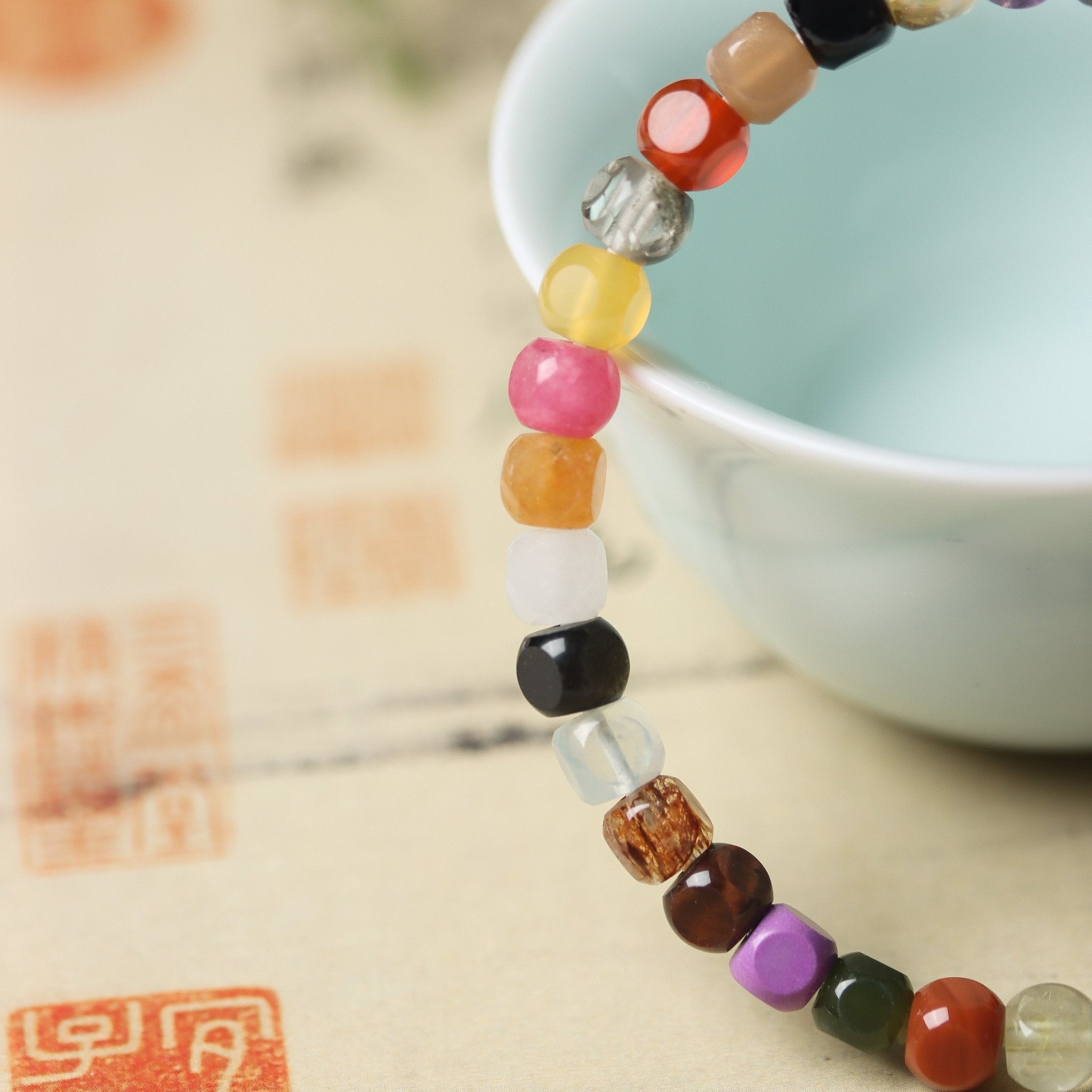 Colorful Agate Square Bead Bracelet - Bracelet - Feather Peace