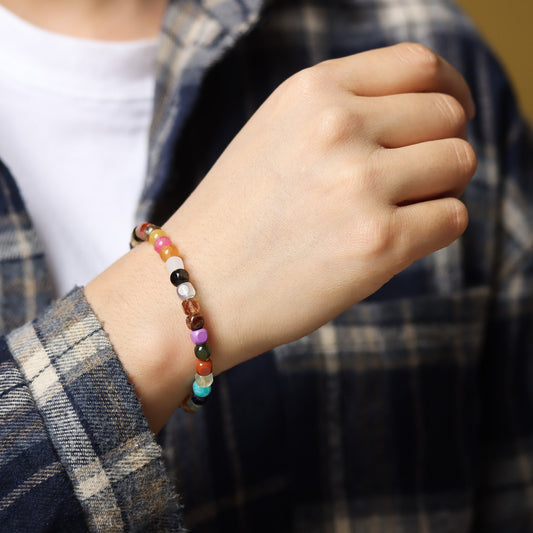 Colorful Agate Square Bead Bracelet - Bracelet - Feather Peace