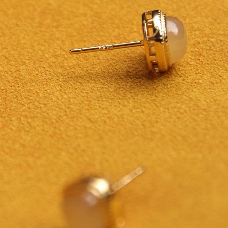 Qiemo Jade Cube Stud Earrings - Earrings - Feather Peace