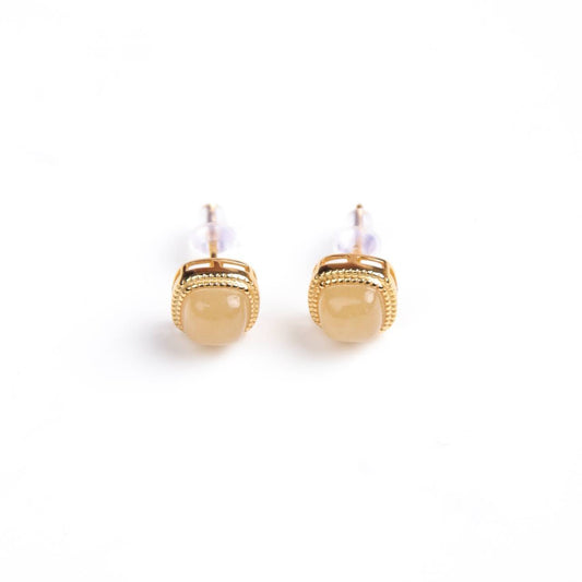 Qiemo Jade Cube Stud Earrings - Earrings - Feather Peace