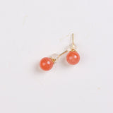 South Red Agate Prayer Beads - Earrings - Feather Peace