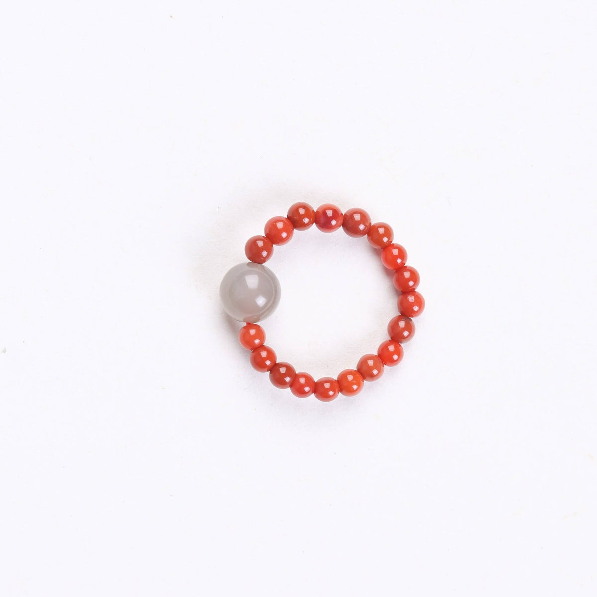 Southern Red Agate and Smoky Purple Jade Beaded Ring - Ring - Feather Peace
