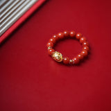 Southern Red Agate Beaded Ring - Ring - Feather Peace